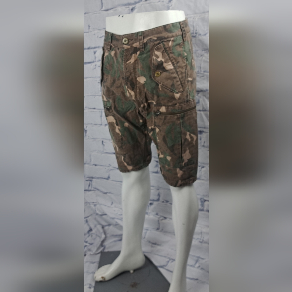 French Connection FCUK Men's Cargo Jean Shorts Vintage Y2K Camo Sz 30 Actual 32 - Picture 13 of 13